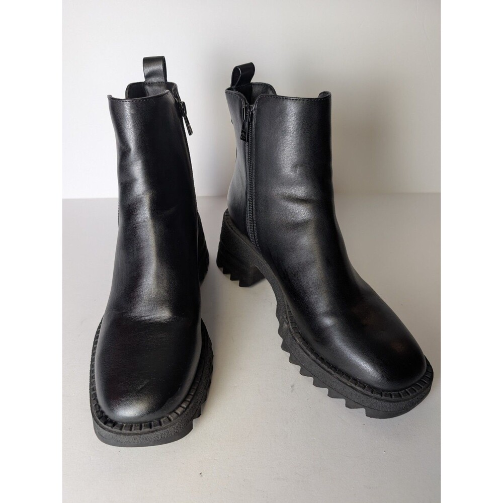 Sam & Libby Women's Black Boots Chunky Heel Ankle Rubber Sole Platform 9 Goth